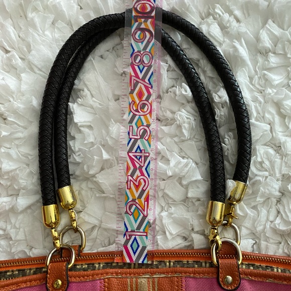 Tory Burch XL Canvas Pink Tote w/Braided Handles - Picture 8 of 14